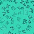 Black line Plotter icon isolated seamless pattern on green background. Large format multifunction printer. Polygraphy
