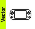 Black line Portable video game console icon isolated on white background. Gamepad sign. Gaming concept. Vector Royalty Free Stock Photo