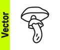 Black line Psilocybin mushroom icon isolated on white background. Psychedelic hallucination. Vector