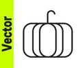 Black line Pumpkin icon isolated on white background. Happy Halloween party. Vector Illustration Royalty Free Stock Photo