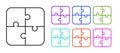 Black line Puzzle pieces toy icon isolated on white background. Set icons colorful. Vector Royalty Free Stock Photo