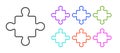 Black line Puzzle pieces toy icon isolated on white background. Set icons colorful. Vector Royalty Free Stock Photo