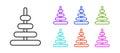 Black line Pyramid toy icon isolated on white background. Set icons colorful. Vector