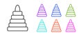 Black line Pyramid toy icon isolated on white background. Set icons colorful. Vector Royalty Free Stock Photo