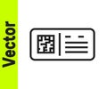 Black line QR code ticket train icon isolated on white background. Vector Royalty Free Stock Photo