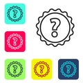 Black line Question mark icon isolated on white background. FAQ sign. Copy files, chat speech bubble and chart. Set Royalty Free Stock Photo