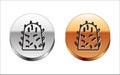 Black line Rabies virus disease microorganisms icon isolated on white background. Silver-gold circle button. Vector