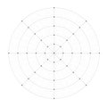 Black line radial dense grid texture with squares on white background. FUI science round grid backdrop. Math or Royalty Free Stock Photo