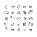 Black line random doodle signs, symbols, and cute shapes design elements icons set on white