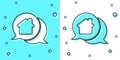 Black line Real estate message house in speech bubble icon isolated on green and white background. Random dynamic shapes
