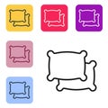 Black line Rectangular pillow icon isolated on white background. Cushion sign. Set icons in color square buttons. Vector