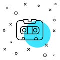 Black line Retro audio cassette tape icon isolated on white background. Random dynamic shapes. Vector Royalty Free Stock Photo