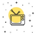 Black line Retro tv icon isolated on white background. Television sign. Random dynamic shapes. Vector Illustration Royalty Free Stock Photo