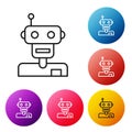 Black line Robot icon isolated on white background. Set icons colorful circle buttons. Vector Royalty Free Stock Photo