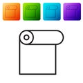 Black line Roll of paper icon isolated on white background. Set icons in color square buttons. Vector Royalty Free Stock Photo