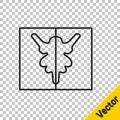 Black line Rorschach test icon isolated on transparent background. Psycho diagnostic inkblot test Rorschach. Vector