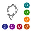 Black line Rosary beads religion icon isolated on white background. Set icons in color circle buttons. Vector Royalty Free Stock Photo