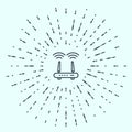 Black line Router and wi-fi signal icon isolated on grey background. Wireless ethernet modem router. Computer technology