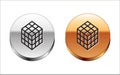 Black line Rubik cube icon isolated on white background. Mechanical puzzle toy. Rubik's cube 3d combination puzzle