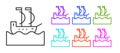 Black line Sailboat or sailing ship icon isolated on white background. Sail boat marine cruise travel. Set icons colorful. Vector Royalty Free Stock Photo