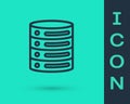 Black line Server, Data, Web Hosting icon isolated on green background. Vector Royalty Free Stock Photo