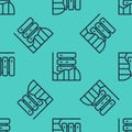 Black line Server, Data, Web Hosting icon isolated seamless pattern on green background. Vector Royalty Free Stock Photo