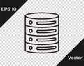 Black line Server, Data, Web Hosting icon isolated on transparent background. Vector