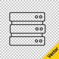 Black line Server, Data, Web Hosting icon isolated on transparent background. Vector Royalty Free Stock Photo