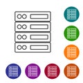 Black line Server, Data, Web Hosting icon isolated on white background. Set icons in color circle buttons. Vector Royalty Free Stock Photo