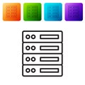 Black line Server, Data, Web Hosting icon isolated on white background. Set icons in color square buttons. Vector Royalty Free Stock Photo