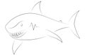 Black line shark on white background. Shark. Sketch style. Vector graphic icon animal. Royalty Free Stock Photo