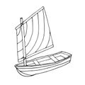 Black line ship or boat for coloring book