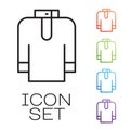 Black line Shirt kurta icon isolated on white background. Set icons colorful. Vector