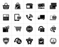 Black on line shop and E-commerce icons