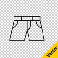 Black line Short or pants icon isolated on transparent background. Vector