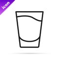 Black line Shot glass icon isolated on white background. Vector Royalty Free Stock Photo