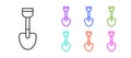 Black line Shovel toy icon isolated on white background. Set icons colorful. Vector Royalty Free Stock Photo