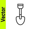 Black line Shovel toy icon isolated on white background. Vector Royalty Free Stock Photo