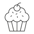 Cupcake with Cherry in Black Line Icon Bakery PNG Illustration Royalty Free Stock Photo