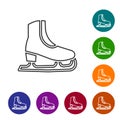 Black line Skates icon isolated on white background. Ice skate shoes icon. Sport boots with blades. Set icons in color Royalty Free Stock Photo