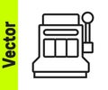 Black line Slot machine icon isolated on white background. Vector