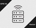 Black line Smart Server, Data, Web Hosting icon isolated on transparent background. Internet of things concept with