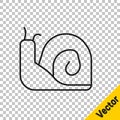 Black line Snail icon isolated on transparent background. Vector