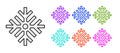 Black line Snowflake icon isolated on white background. Merry Christmas and Happy New Year. Set icons colorful. Vector Royalty Free Stock Photo