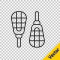 Black line Snowshoes icon isolated on transparent background. Winter sports and outdoor activities equipment. Vector