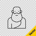 Black line Socrates icon isolated on transparent background. Sokrat ancient greek Athenes ancient philosophy. Vector