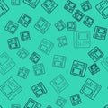 Black line Software, web developer programming code icon isolated seamless pattern on green background. Javascript Royalty Free Stock Photo