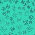 Black line Software, web developer programming code icon isolated seamless pattern on green background. Javascript Royalty Free Stock Photo