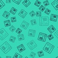 Black line Software, web developer programming code icon isolated seamless pattern on green background. Javascript Royalty Free Stock Photo