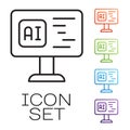 Black line Software, web developer programming code icon isolated on white background. Javascript computer script random Royalty Free Stock Photo